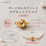 【1ペア】サージカルステンレス　マグネットクラスプ　m186