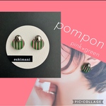 pompon ピアス／イヤリング　　　pink×green