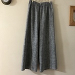 フレンチリネンヘリンボーンツイードで作ったワイドパンツ