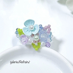   お花の指輪《お花舞う幸せのブーケリング/ブルー》ビーズ【ビーズアクセサリー】ビーズリング・新作・指輪