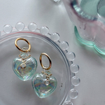 2pcs)4375)ウォーターガラスタッセル)green heart)#gl9