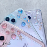 【ハート♡バルーン花束】全機種対応 iphone17e 17 16e Galaxy Xperia AQUOS OPPO Google レジン スマホケース オーロラ スワロ パール リボン