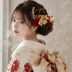 ピンポンマムビジュ髪飾り　成人式　振袖　卒業式　袴　結婚式　和装　着物　ブライダル　ウェディング　花　