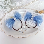 【軽い水濡れOK】きらめくラメ入りビニールリボン🎀ツイン用set  《ブルー》