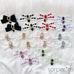 はしごレース ♡ ロリィタ リボン ヘアクリップ ハシゴレース ロリータ ピンク サックス レッド ホワイト ブラック 水色 赤 白 黒 ビジュー 推し色 Lolita Sugar