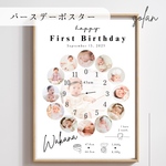 new【送料無料】成長時計ポスター　1歳誕生日　ファーストバースデー　バースデーポスター　A4　ベビー　赤ちゃん　1歳　2歳　3歳　誕生日　フォト光沢紙　ハーフバースデー　バースデーフォト