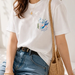 刺繍Tシャツ｜人魚姫モチーフ｜白Tシャツ 綿100%｜Re:Heroin｜Silence is not the end