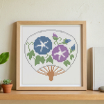  (刺繍キット販売)  朝顔の夏うちわ  クロスステッチ