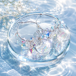 シャボン玉ピアス✨水入りガラスドームのキラキラフープピアス✨ステンレスフープ/梅雨/雨/イヤリング変更可/オーロラ/夏/