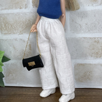 NO,644リカちゃん服　【単品】　白いコットンリネン　ウエストギャザー　夏のオシャレパンツ　リアルクローズ