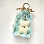 【Sレトロ喫茶柄】前面クリアぬい巾着｜ポーチ ちびぬい はぴぬい  15cmぬい 10cmぬい ぬいぐるみ ぬいポーチ 巾着袋 クリア 透明 PVC カラビナ 推し活 プリン コーヒー メロン