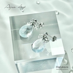 【Aqua  drop 】〜アクアドロップ〜　ピアス・イヤリング　2way/雫/水面/透明感/みずみずしさ/サージカルステンレス/金属アレルギー対応/レジン/フックピアス/樹脂フックピアス