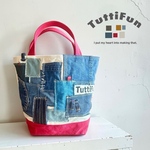 tuttifun＊デニムのアートパッチFUNトート/                    Denim Art Patch FUN Tote        A342