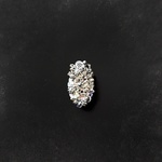Silver Beads Reunion   小さなオーバル型ビーズ刺繍ブローチ