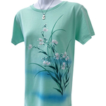 涼しげ手染め京友禅Tシャツ　さぎ草