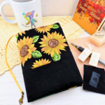 文庫本・名入れブックカバー◆ひまわり🌻消しゴムはんこで名入れするお仕立て代込み​【お急ぎギフト対応】