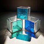 海を映すキューブボックス　ステンドグラス