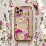 クリア手帳型ケース＊ハートレモンとビオラ＊押し花スマホケース