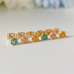 【ピアスのみ・受注制作】（5mm）一花ピアス（グリーン・イエロー・ソフトピンク）