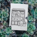 秘密の部屋の【ポストカード】観葉植物 リス  モノクロ