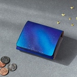たくさん入る 二つ折りミニ財布【星空】お札を折らない　コンパクト財布　カード　使いやすい　革財布　メンズ　レディース