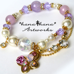 ‡**煌めく蝶と**‡Lavender Amethyst‡**天然石ブレスレット2637