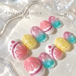 ネイルチップ　トロピカルフルーツ🩷💛🩵