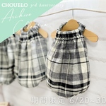 【MSサイズ】　Black linen バルーン トップス　チェック 柄　コットンリネン　スモック　ノースリーブ　タンクトップ　春　夏　夏服　おしゃれ　かわいい　ペットウェア　ドッグウェア　犬服　黒