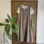 natural**ワッシャーベージュエプロンワンピース