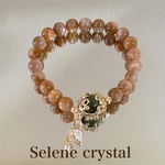 バックボーンサンストーンのブレスレット 〜アラシャン瑪瑙とジルコニアリーフチャーム〜 Selene crystal