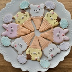 可愛い♡アイシングクッキー☆うさぎ・ねこ・くま♡アイスクリームデザイン☆