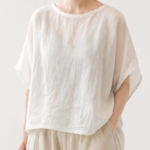 リネン コンパクトプルオーバー。ホワイト。リネンTシャツ【即納】