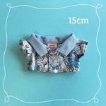 15cmぬいぐるみ用　花柄シャツ(ブルー)