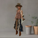 ポピーパーカー・バービー人形サイズのハンドメイドdoll服*ティアードトップスとギャザースカート2点セット