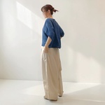 リネン コンパクトプルオーバー。ブルー。リネンTシャツ【即納】