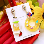 数量限定❣️ 夏モチーフ アシンメトリー ビール ジョッキ 浮き輪 スイカ コーラ ピアス イヤリング レディース アクセサリー 海🌊