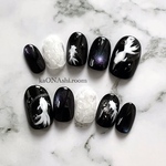 🎐【大人×金魚】ブラック×シルバー×ブルー×パープル×マグネット　ネイルチップ　夏ネイル　浴衣