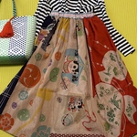 送料無料　1149 スカート　狛犬　ハンドメイド　リメイク　手ぬぐい　柿渋染　手拭い　手拭いリメイク　着物リメイク　浴衣リメイク