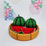 ちりめん細工　《たらいの中の冷え冷え夏野菜》　竹コースター付き　　