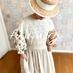 3wayリネンエプロンワンピース レース刺繍のクラシカル大人ナチュラル大人可愛い