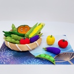 ちりめん細工　《かご入り夏野菜》　ビタミン豊富＊夏バテ予防　色取り取り