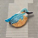 手刺繍ブローチ[小さな野鳥/カワセミ]