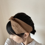 ワイヤー入りヘアバンド（リネン・キャラメルブラウン）