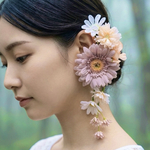 あどけない微笑み　chiffon pink series  特典付き【結婚式アクセサリー】【左耳　右耳　両耳用】イヤーカフ　ウェディング　造花イヤーカフ　披露宴アクセサリー　ガーベラ