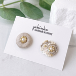 〘 パープル 〙アシンメトリー刺繍｜ピアス/イヤリング｜bloomlet