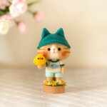 羊毛フェルト　ねこ耳帽子を被った猫さん(茶トラ)