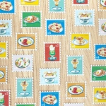 レトロ喫茶の切手風フレークシール 24枚セット（8柄×3枚）