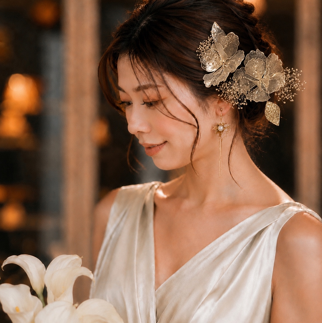 グリーン系カラードレス 髪飾り ( 結婚式 成人式 イベント) - sheer