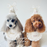 《パーティーハット×スタイset｜バースデー》ペットクラウン　誕生日　1歳　バースデーハット　犬　わんちゃん　愛犬　うちの子グッズ　ギフト　ビブ　ケープ　帽子