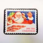 アメリカ　クリスマス切手ブローチ1818